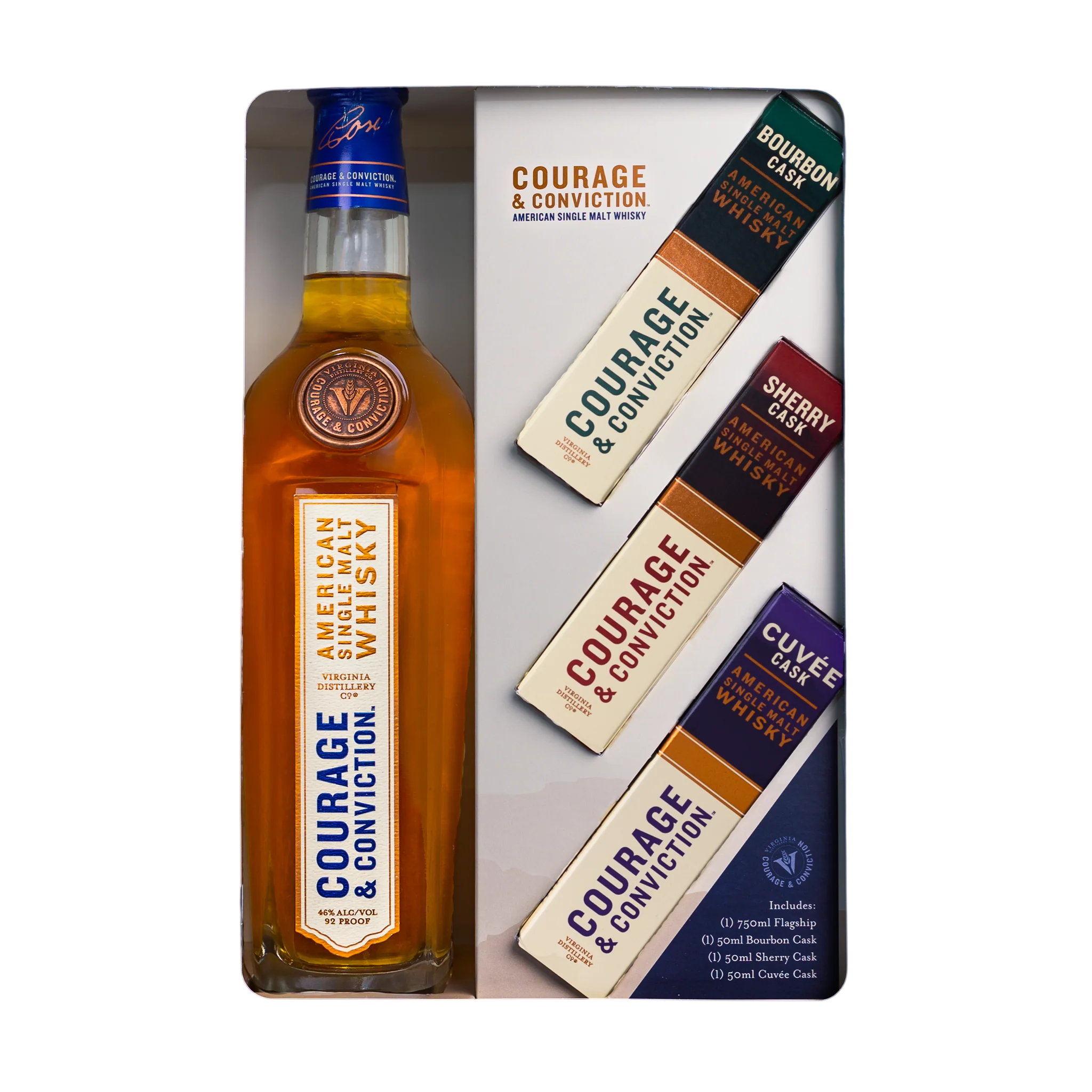 Virginia Distillery Co Courage and Conviction American Single Malt Gift Set /w 50ml 750 ml