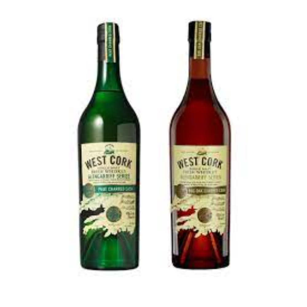 West Cork Glengarriff Peat Charred Cask Single Malt X West Cork Glengarriff Bog Oak Charred Cask Whiskey 750ml Bundle 2-Pack
