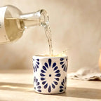 White & Blue Talavera Design Ceramic Hand Printed Shot Glasses 1.6-Oz