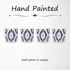 White & Blue Talavera Design Ceramic Hand Printed Shot Glasses 1.6-Oz