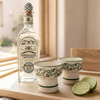 White & Green Ceramic Sipping Tequila Copita Glass 8-Oz