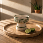 White & Green Ceramic Sipping Tequila Copita Glass 8-Oz