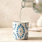 White & Turquiose Talavera Design Ceramic Hand Printed Shot Glasses 1.6-Oz