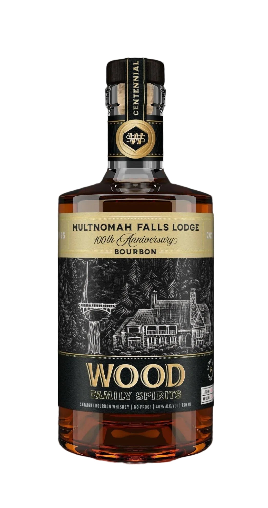 Wood Family Reserve Multnomah Falls Lodge 100th Anniversary Straight Bourbon Whiskey 750ml