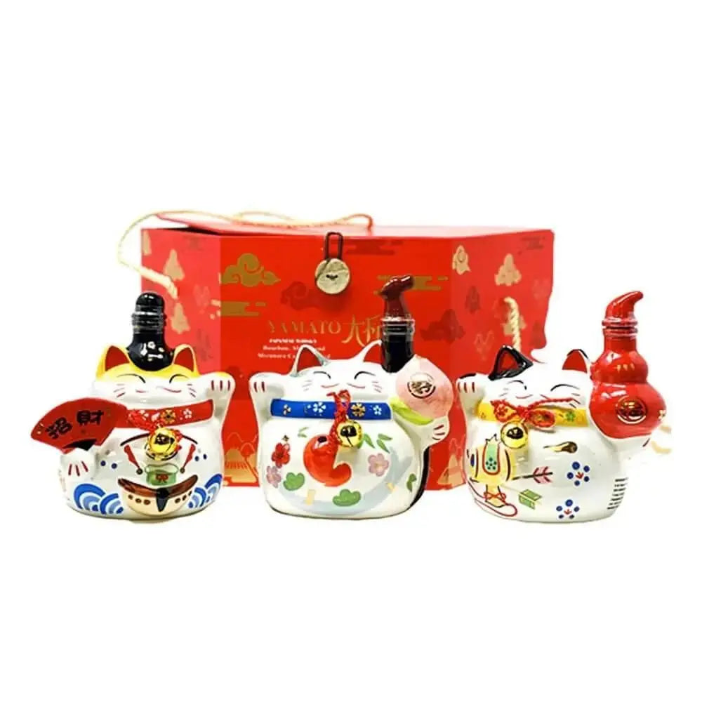 Yamato Lucky Cats Bottles Set Japanese Whisky 375ml 3-Pack