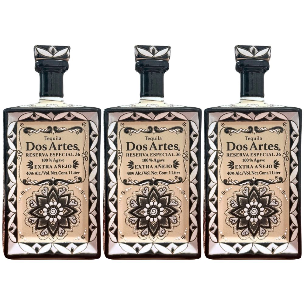 Dos Artes Reserva Especial 36 Tequila Extra Anejo 1Lt Bundle 3 Pack