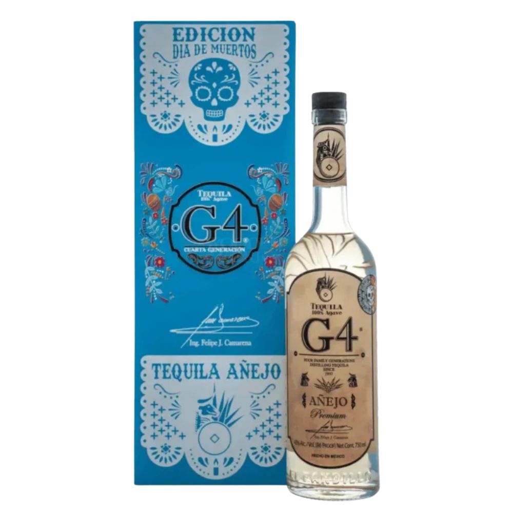 2025 G4 Edition Dia de Muertos Anejo Tequila Blue Bottle 750ml
