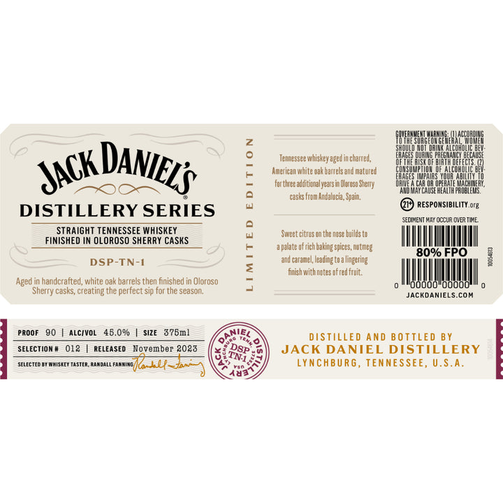 Jack Daniel's Series No. 12 Oloroso Sherry Casks Finish Straight Tennessee Whiskey 375ml