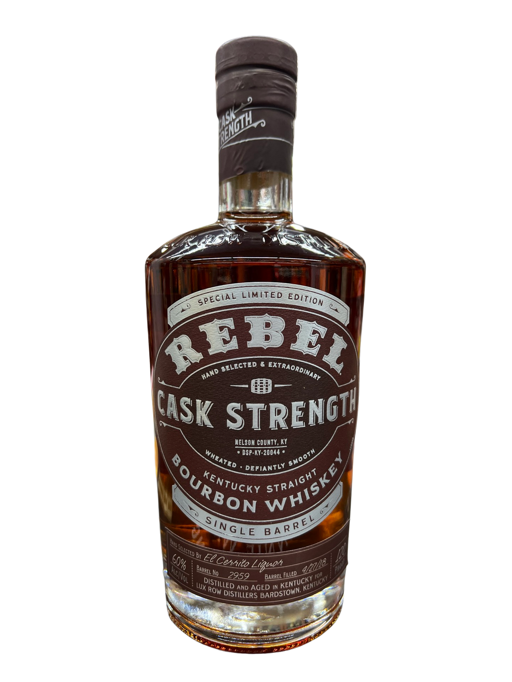 Rebel Single Barrel Cask Strength El Cerrito Liquor Store Pick Kentucky Straight Bourbon Whiskey 750ml