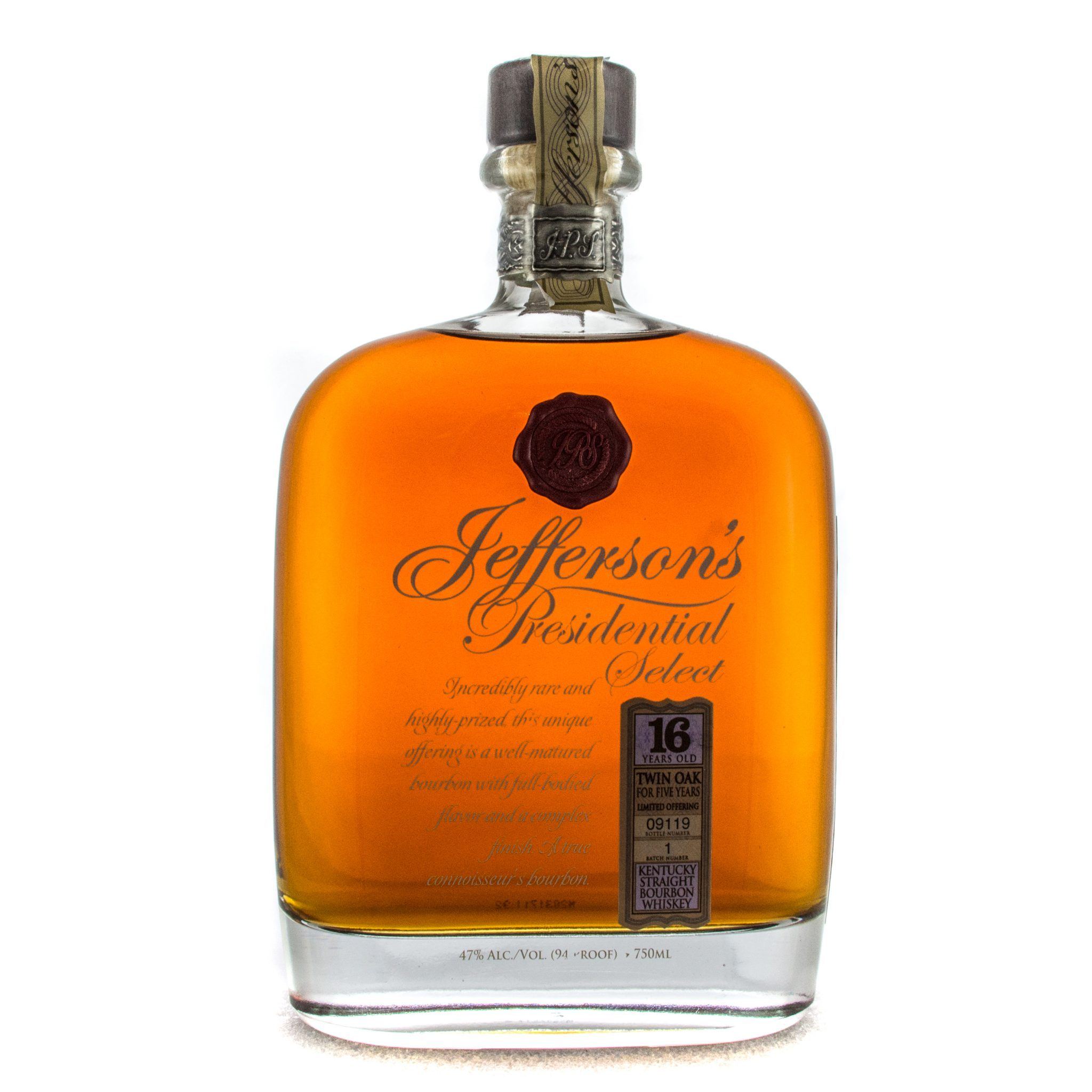 Jefferson's Presidential Select 16 Year Old Batch 1 Kentucky Straight Bourbon Whiskey 750ml