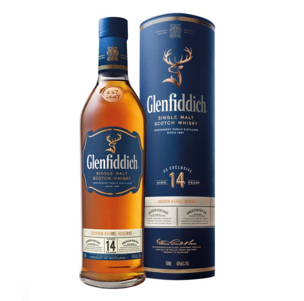 Glenfiddich Bourbon Barrel Reserve 14 Year Old Single Malt Scotch Whisky 750ml