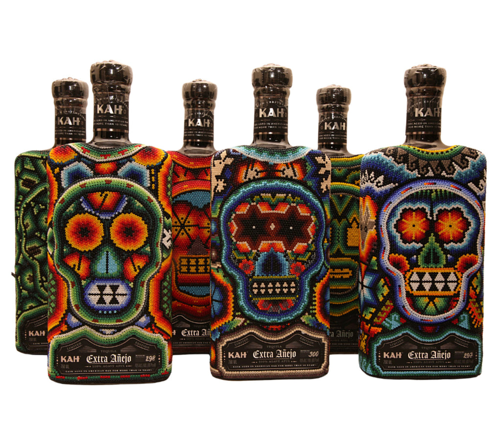 Kah 10 Year Old Limited Edition Beaded Extra Anejo Tequila 750ml (Colors Vary)