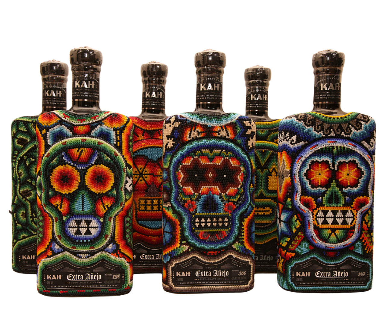Kah 10 Year Old Limited Edition Beaded Extra Anejo Tequila 750ml (Colors Vary)