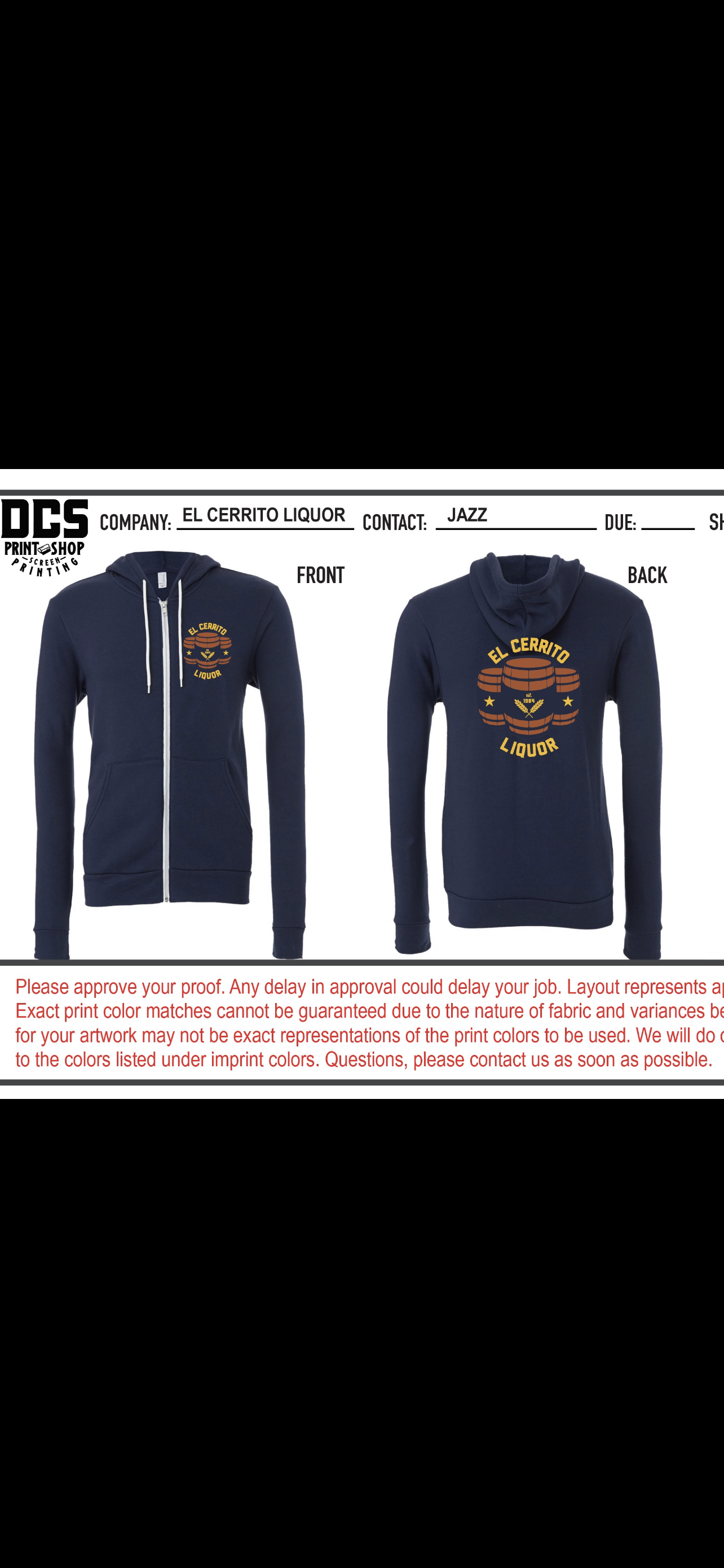 EL Cerrito Liquor Fleece Full-Zip Hoodie XXL