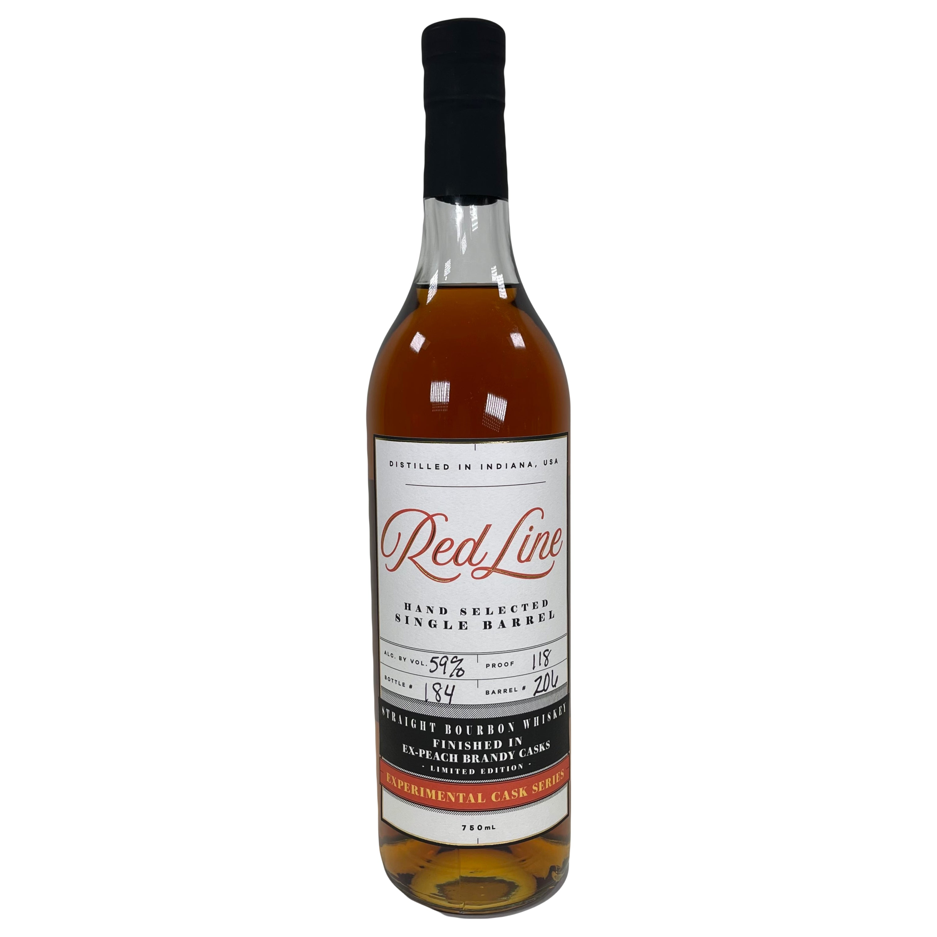 Red Line Peach Brandy Casks Finished Single Barrel Straight Bourbon Whiskey 750ml