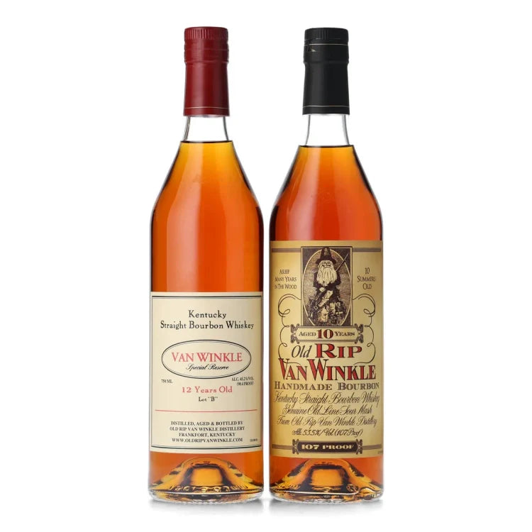Old Rip Van Winkle 10 Year x Pappy Van Winkle 12 Year Bourbon Whiskey 750ml Bundle 2-Pack
