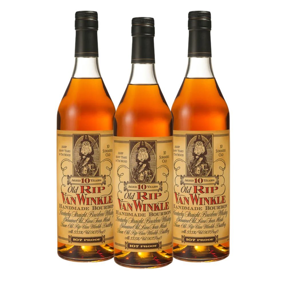 Old Rip Van Winkle 10 Year Kentucky Straight Bourbon Whiskey 750ml Bundle 3 Pack