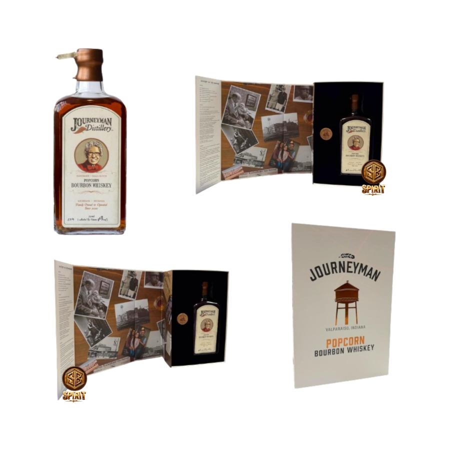 Journeyman Distillery Popcorn Bourbon Whiskey 750ml Gift Set
