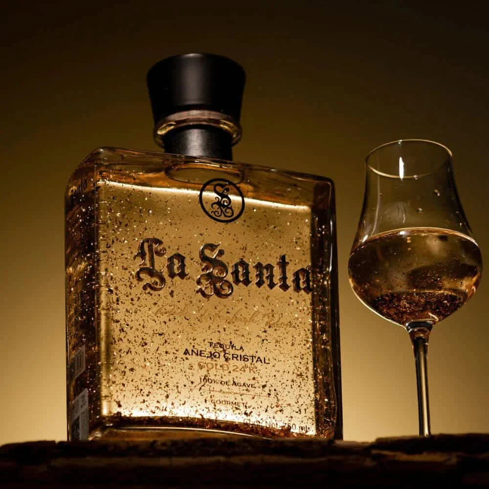 La Santa Cristal Gold 24k Anejo Tequila 750ml