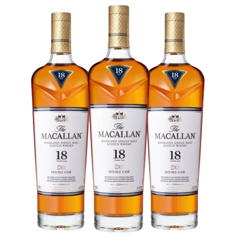Macallan Double Cask 18 Year Old Single Malt Scotch Whisky Bundle 750ml 3-Pack