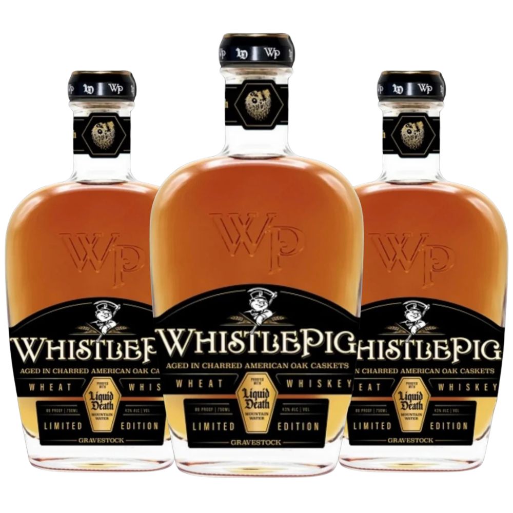 Whistlepig X Liquid Death Limited Edition Gravestock Wheat Whiskey 750ml Bundle 3-Pack