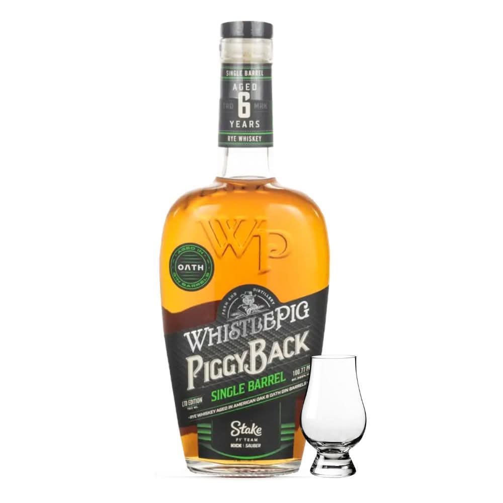 Whistlepig Piggy Back Legend Series Stake F1 Team Oak Gin Barrel 6 Year Old Rye Whiskey 750ml With Glencairn Glass